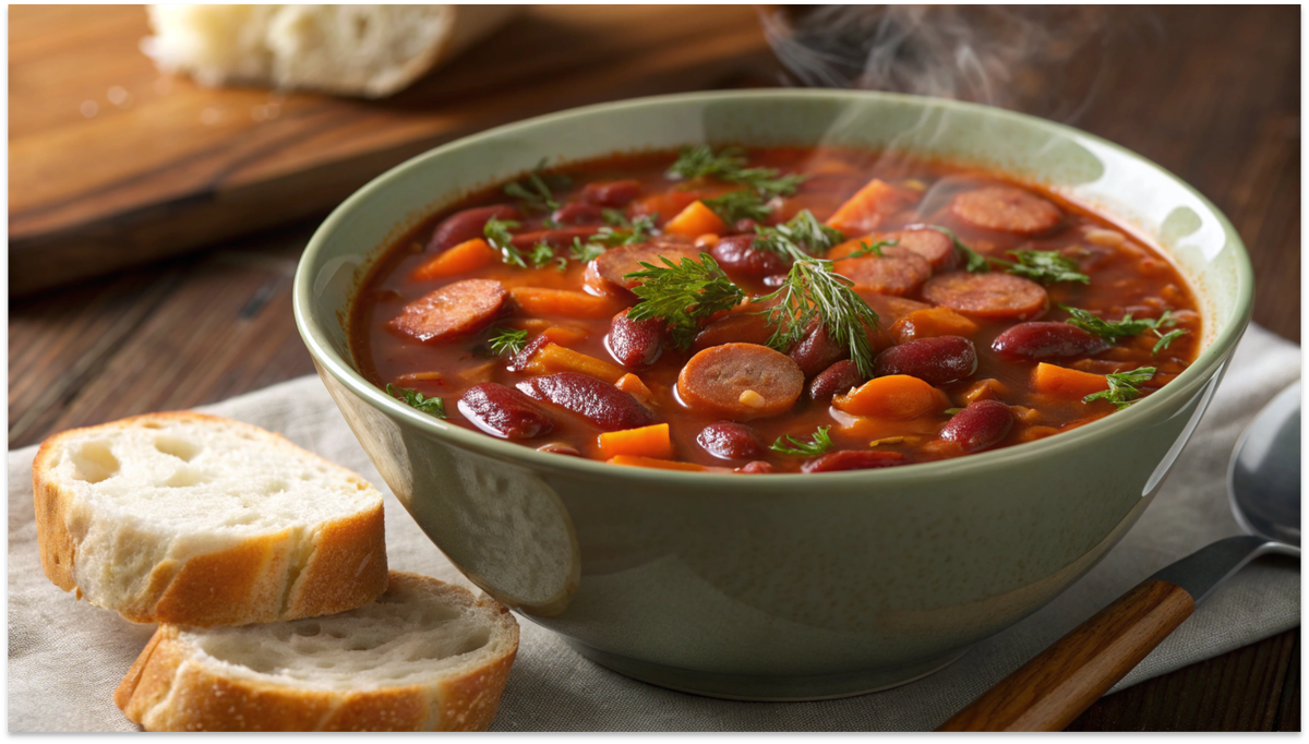 Фасолевый суп с подкопченными сосисками