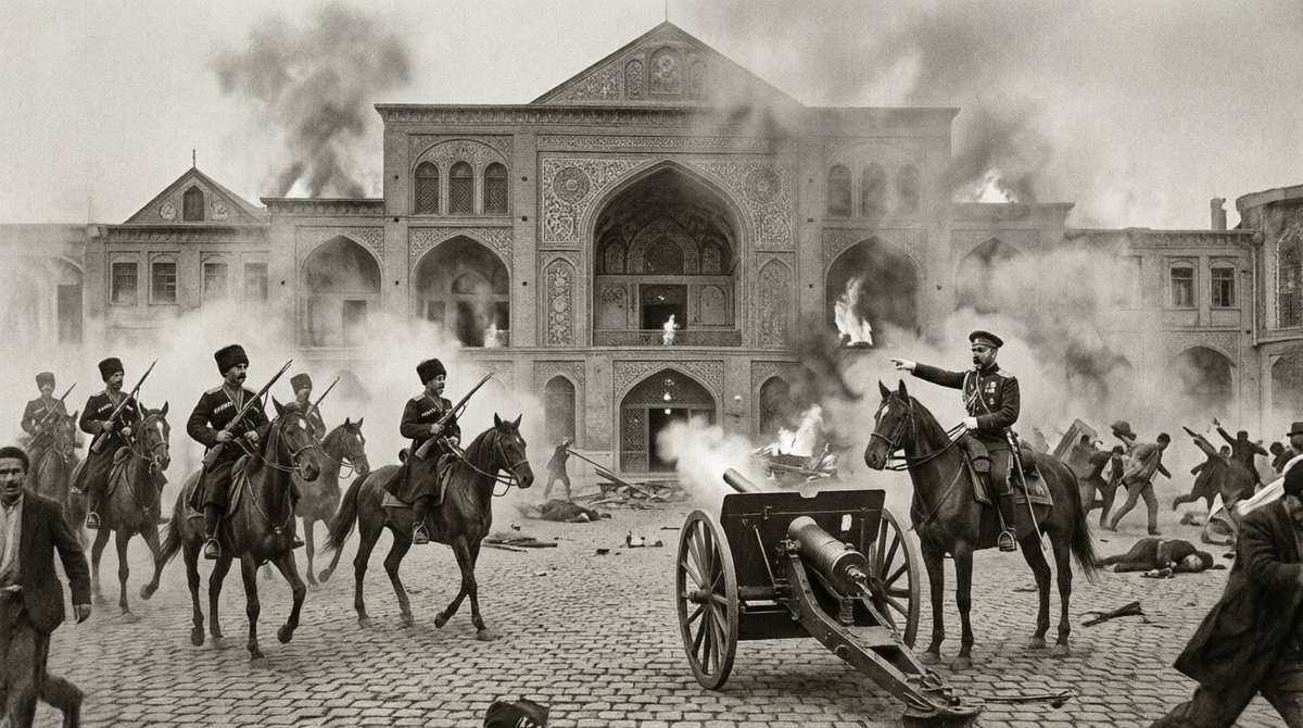 февраль 1921 года, когда отряды персидских казаков под командованием Реза-хана совершили государственный переворот в Тегеране . 