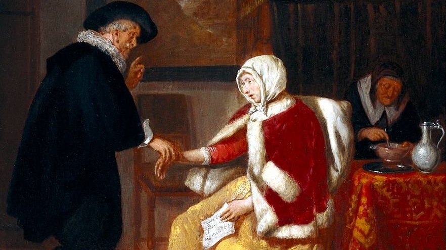     Квирин ван Брекеленкам. Врач проверяет пульс у молодой женщины (фрагмент). XVII в.   
undefined