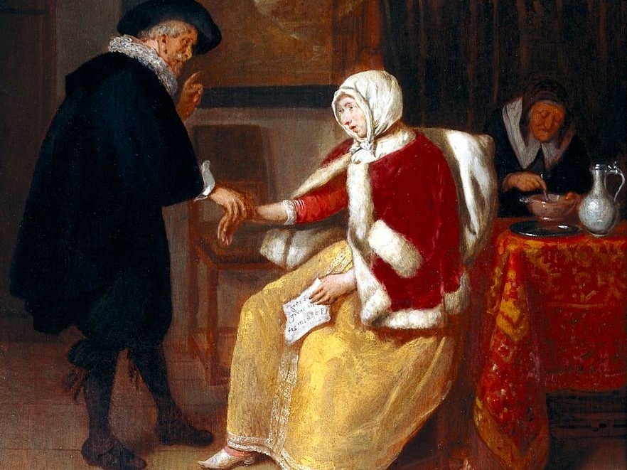     Квирин ван Брекеленкам. Врач проверяет пульс у молодой женщины (фрагмент). XVII в.   
undefined