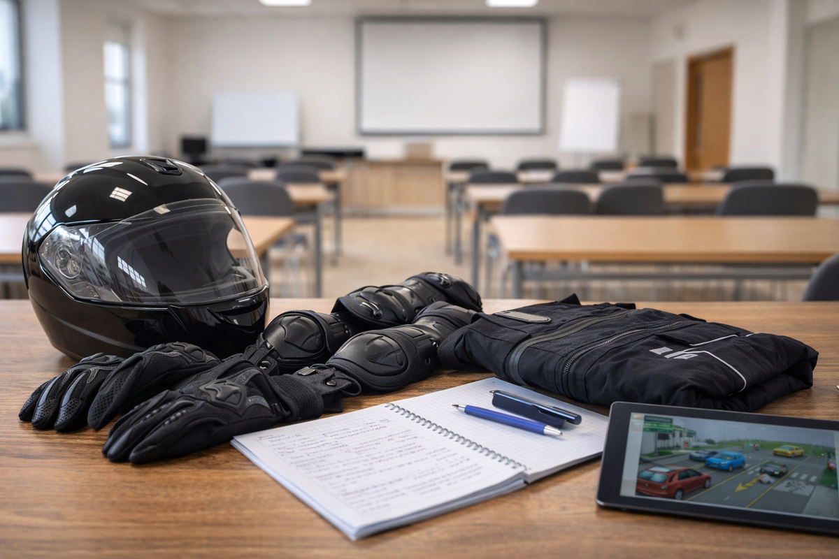 Экипировка и учебные материалы — базовая часть качественной подготовки в мотошколе.