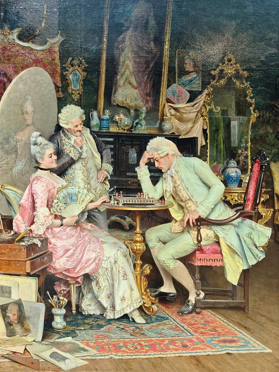 Артуро Риччи. "За шахматной игрой". Холст, масло. Государственный музей искусств Республики Казахстан имени Абылхана Кастеева