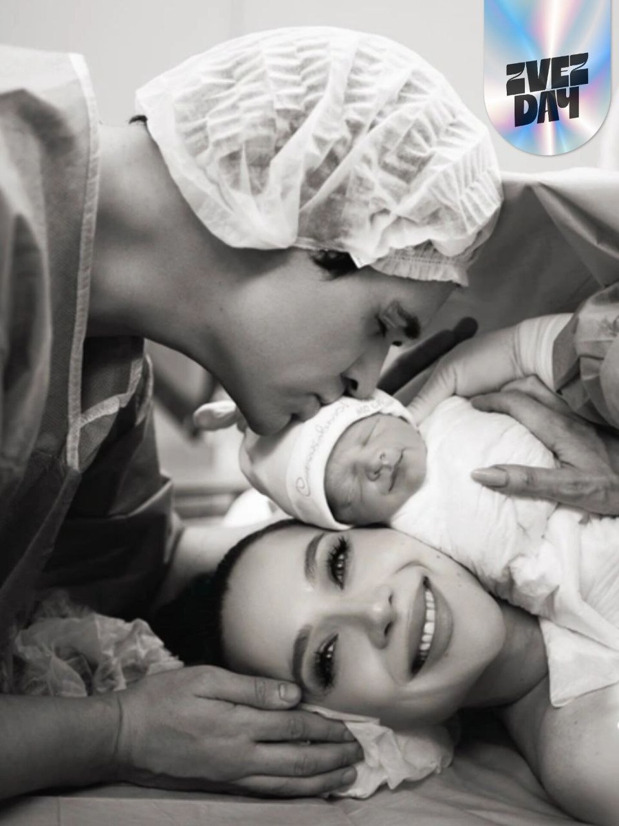 Валерия и Луис с новорожденным сыном.