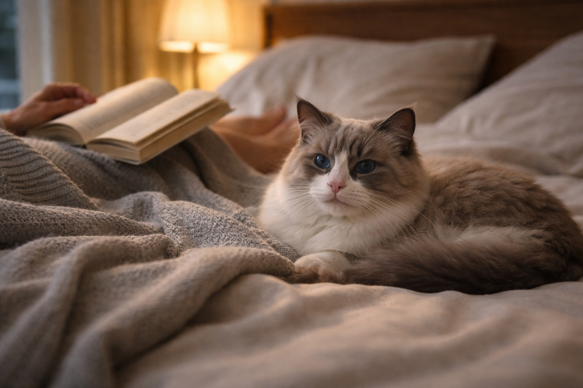 Рэгдолл не шумит, а просто выбирает быть рядом в тихий домашний вечер