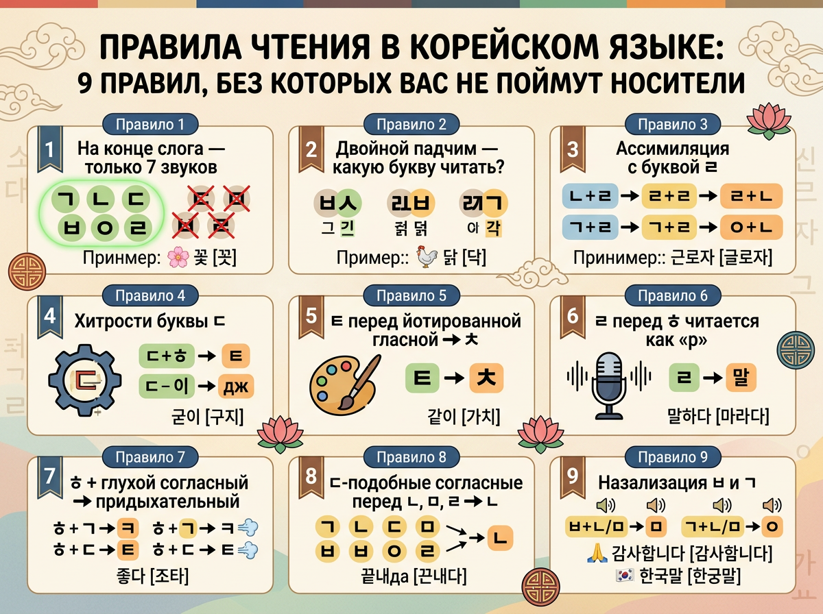 9 правил чтения в корейском языке