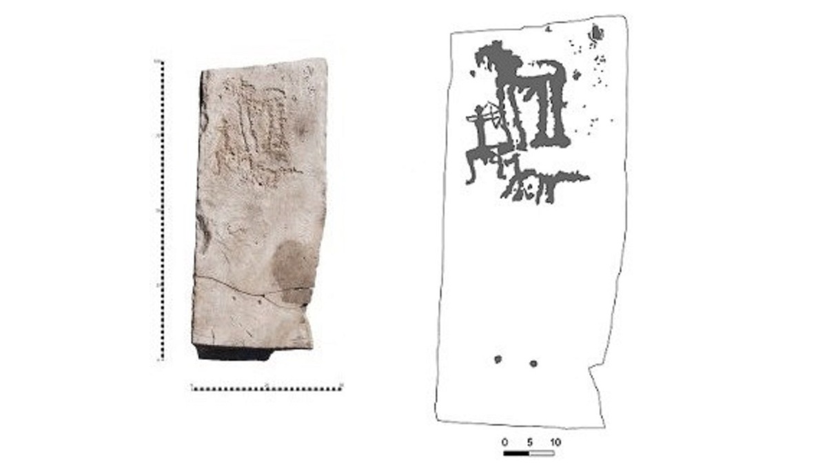    Могильная плита и отрисовка дренего наскального изображения