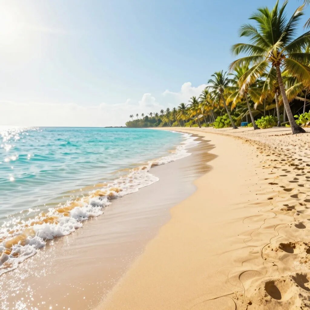Пляж. Иллюстрация сгенерирована нейросетью