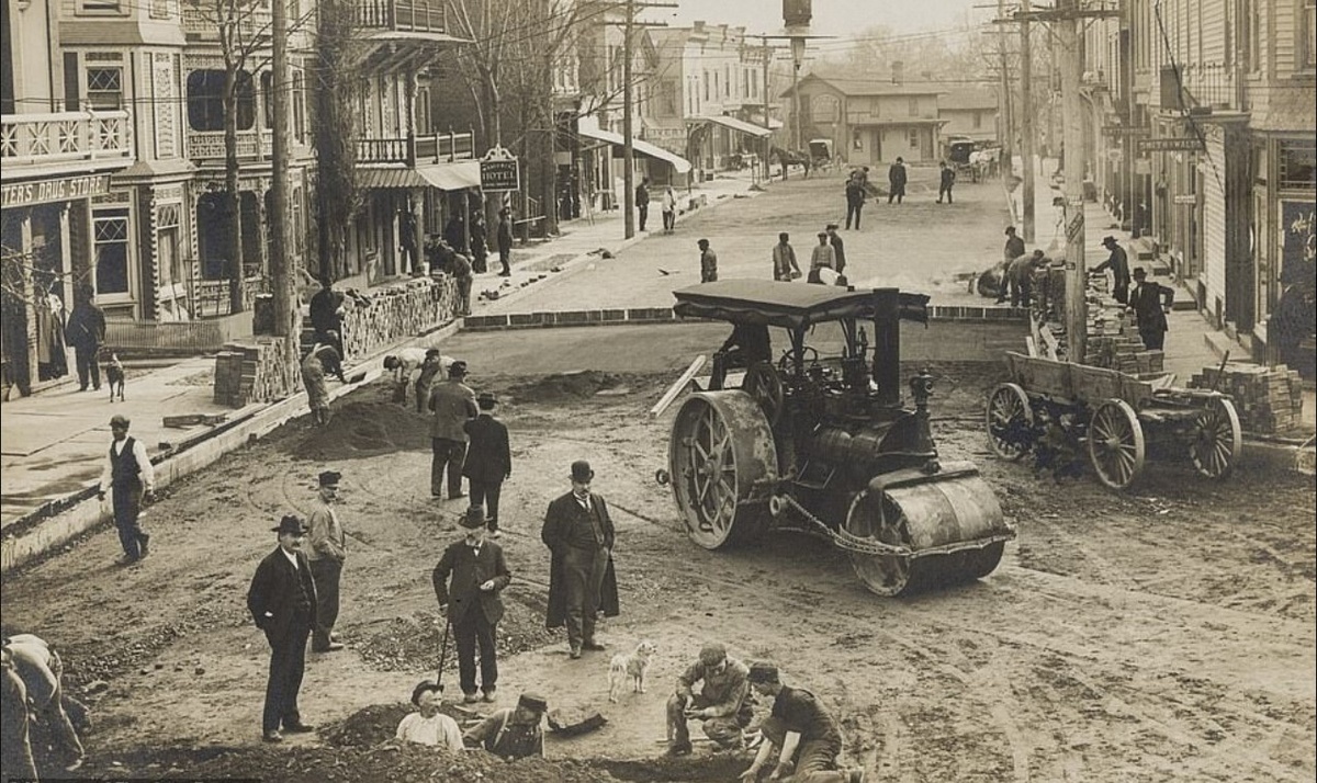 Дорожные работы в США, 1907 г.