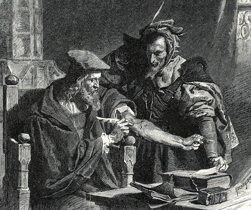     Франц Ксавьер Симм. Договор с дьяволом, подписанный каплей крови. 1899