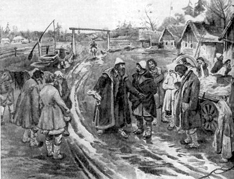 К. В. Лебедев. «Крестьянин уезжает от помещика в Юрьев День».