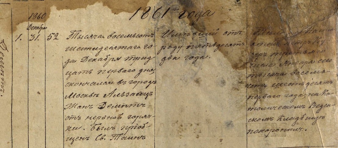 Запись из хр. Святого Людовика в Москве