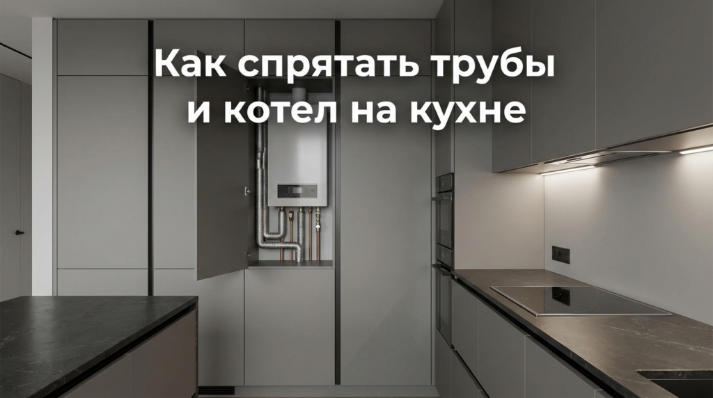    Пример скрытия коммуникаций и котла в кухонном гарнитуре MDKUHNY