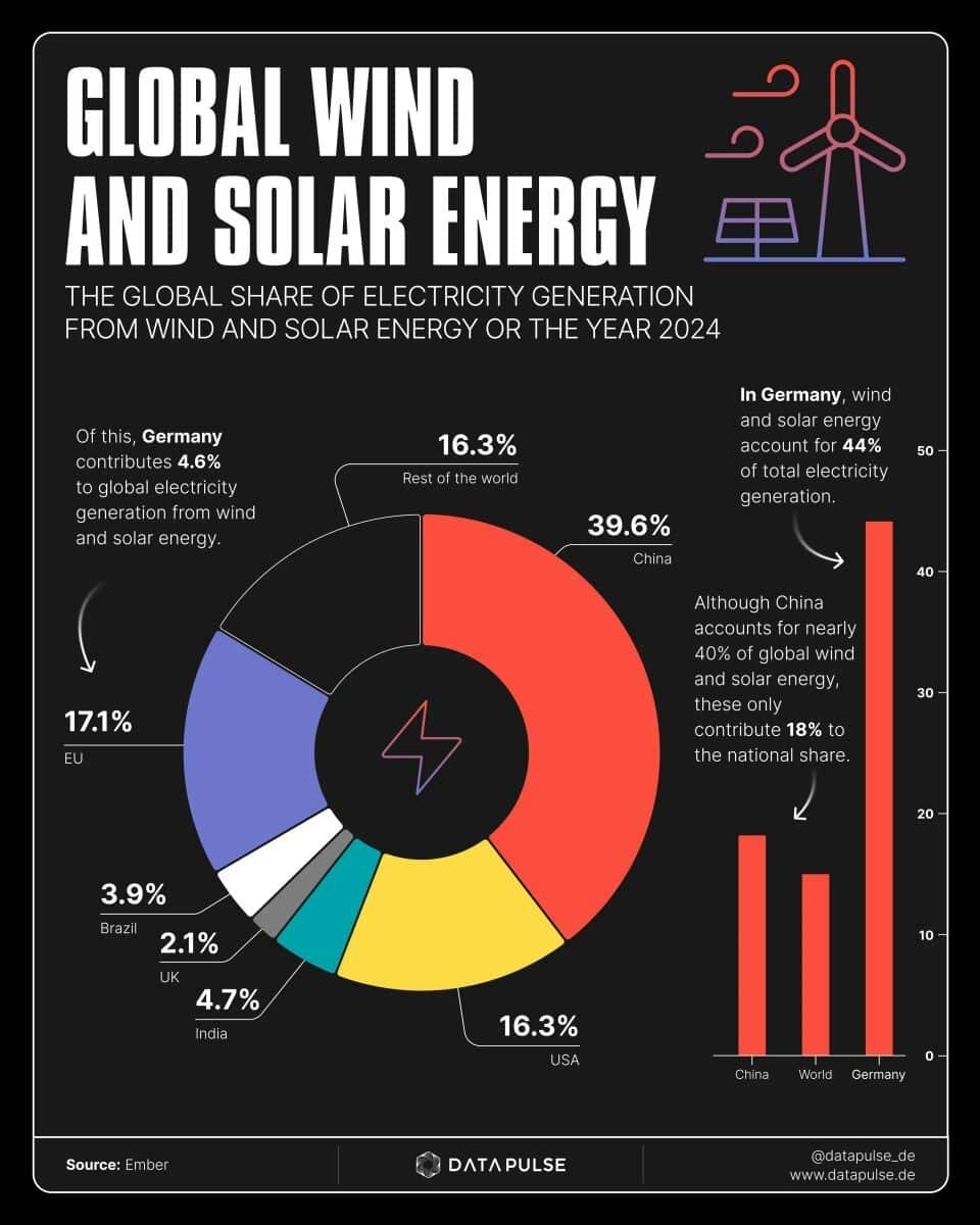    Инфографика: в каких странах производят больше всего солнечной и ветровой энергии / © Maria Fernandez, datapulse