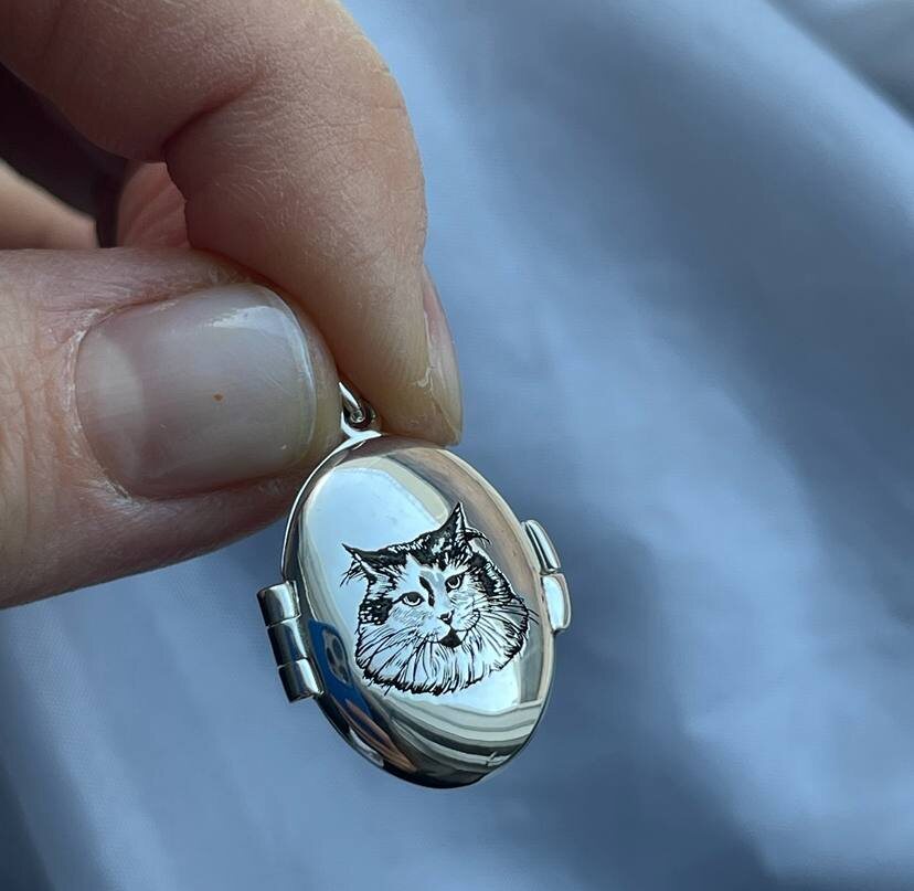 Серебряный кулон под фотографию с портретом питомца