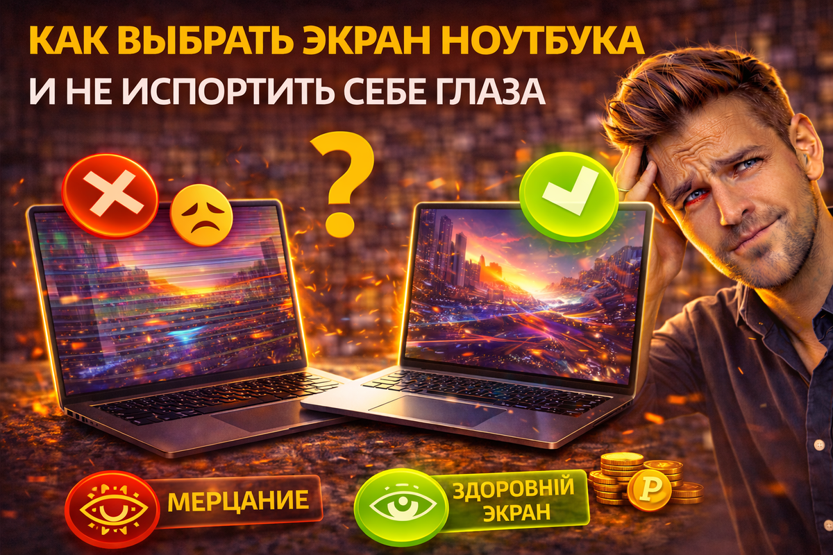 Ноутбук с качественным экраном: TN, IPS или OLED? Сравнение матриц без мерцания и бликов. Советы: как выбрать дисплей ноутбука, чтобы сохранить зрение и комфортно работать часами.