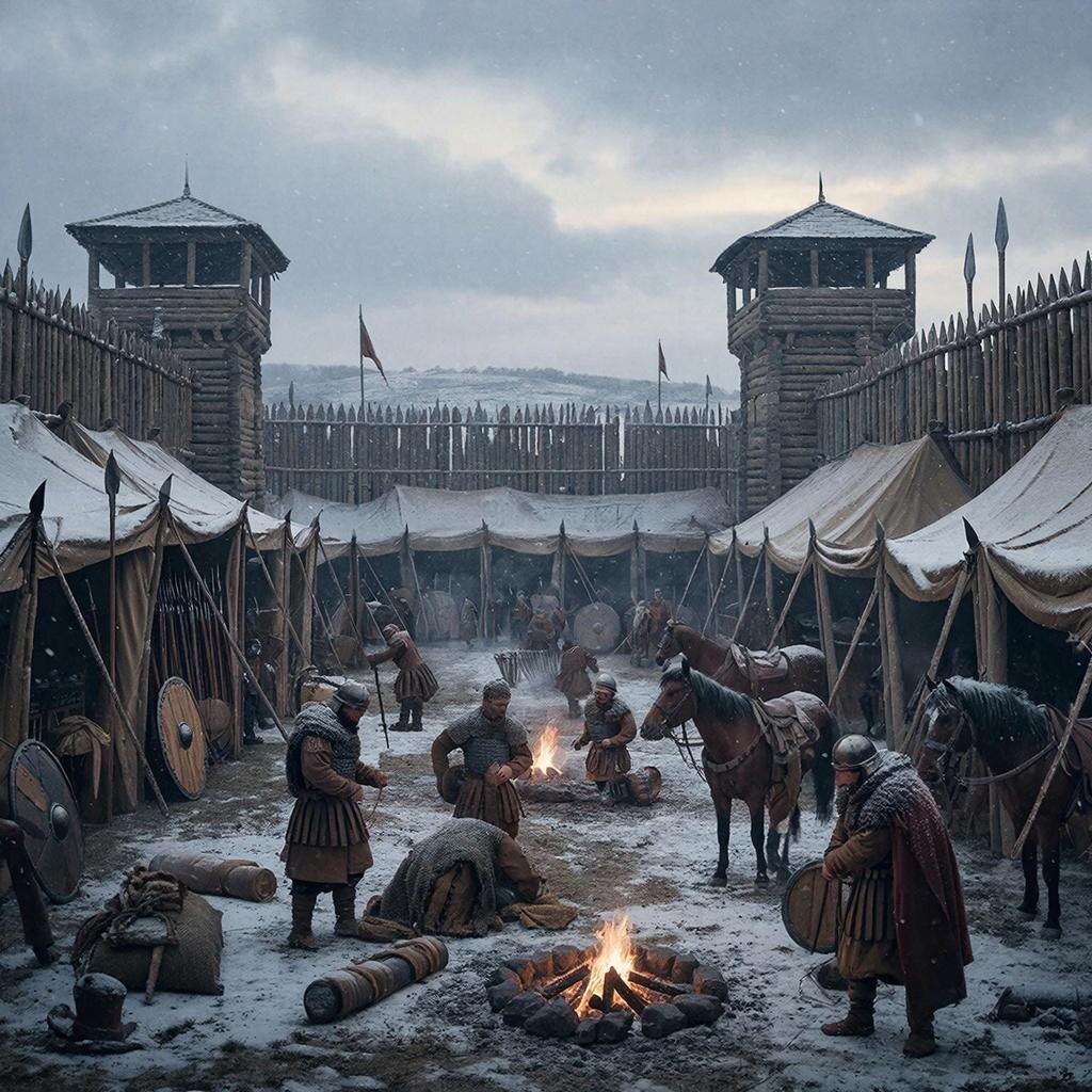 Римский военный лагерь. Картинка.