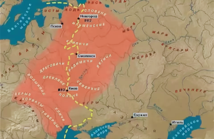 Территория Древнерусского государства при первых Рюриковичах