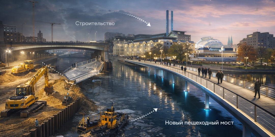 Балчуг сшивают заново: новый пешеходный мост у «Ударника» изменит прогулки по центру Москвы