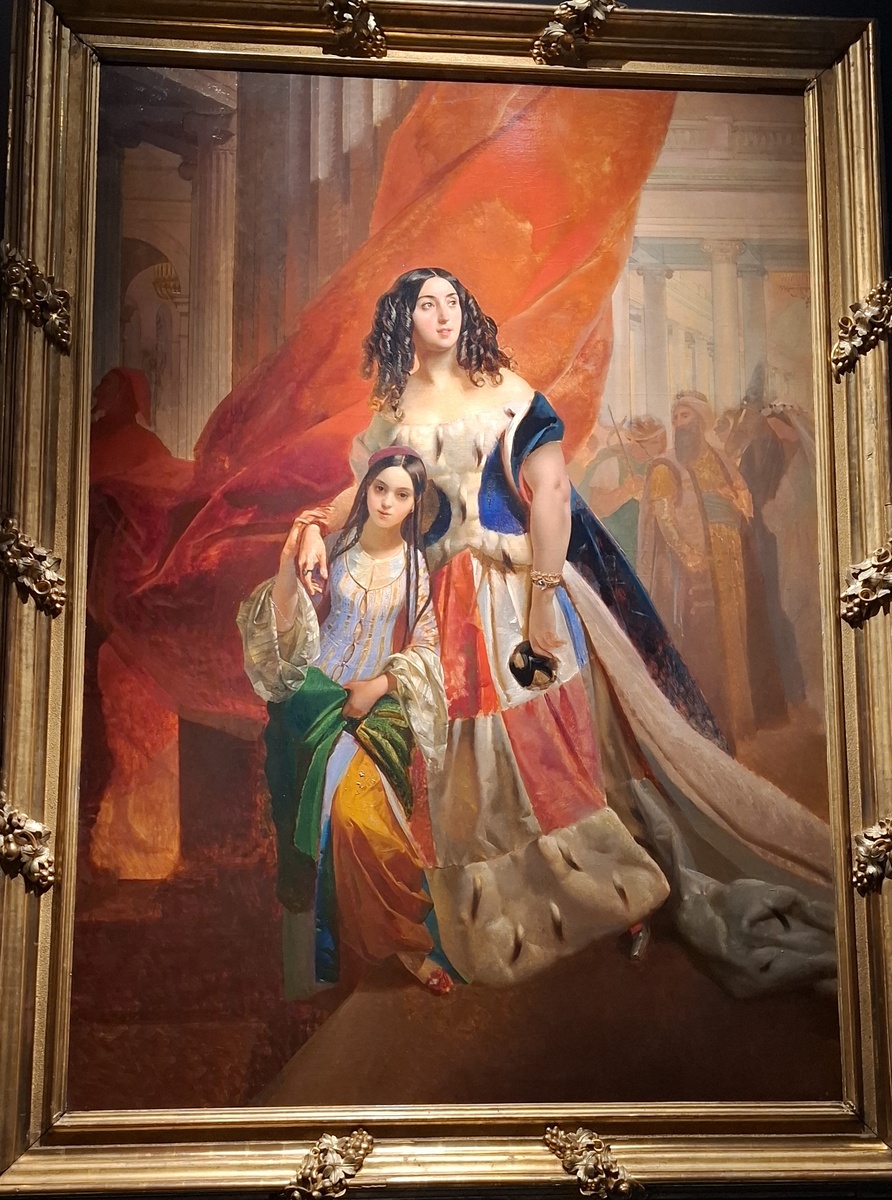 "Портрет графини Ю.П. Самойловой, удаляющейся с бала с приемной дочерью Амацилией Пачини" 1842г.