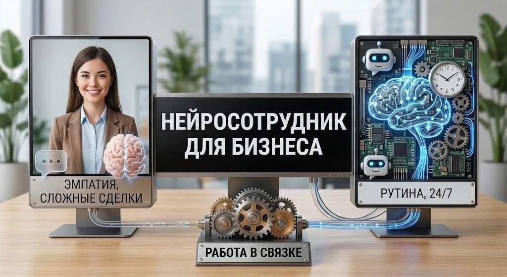 Нейросотрудник для бизнеса и живой менеджер работают в связке: ИИ берёт рутину, человек закрывает сложные задачи