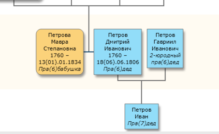 Фрагмент нашего родословного древа в программе Древо Жизни
