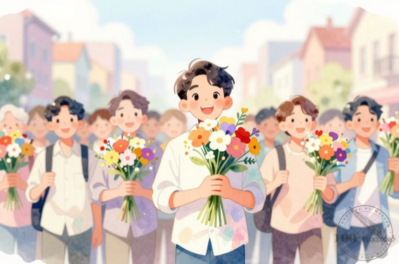 мужчины с цветочками