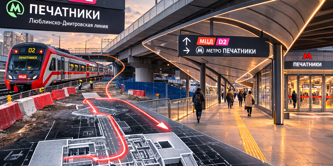 Путь под эстакадой: в Печатниках началась самая важная «мелочь» всего узла — короткая пересадка с D2 на ЛДЛ