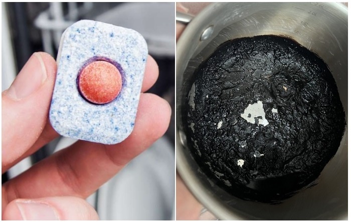 Используйте таблетку для посудомойки, как губку