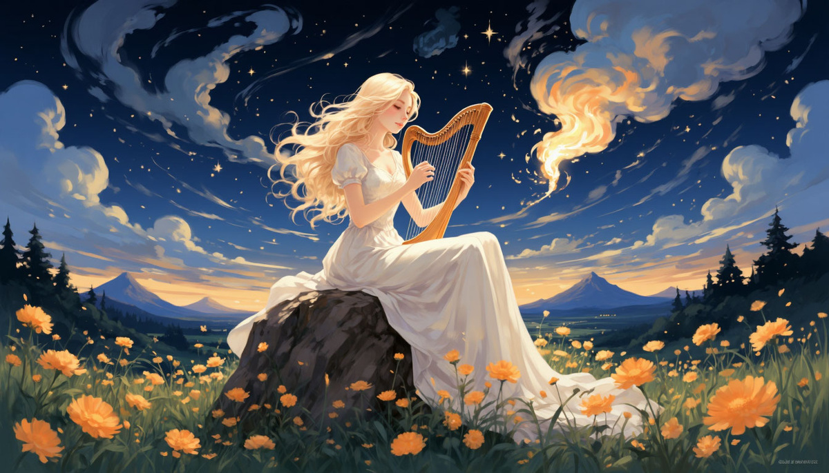 Луга с золотоглавыми цветами. Изображение от ИИ Шедеврум