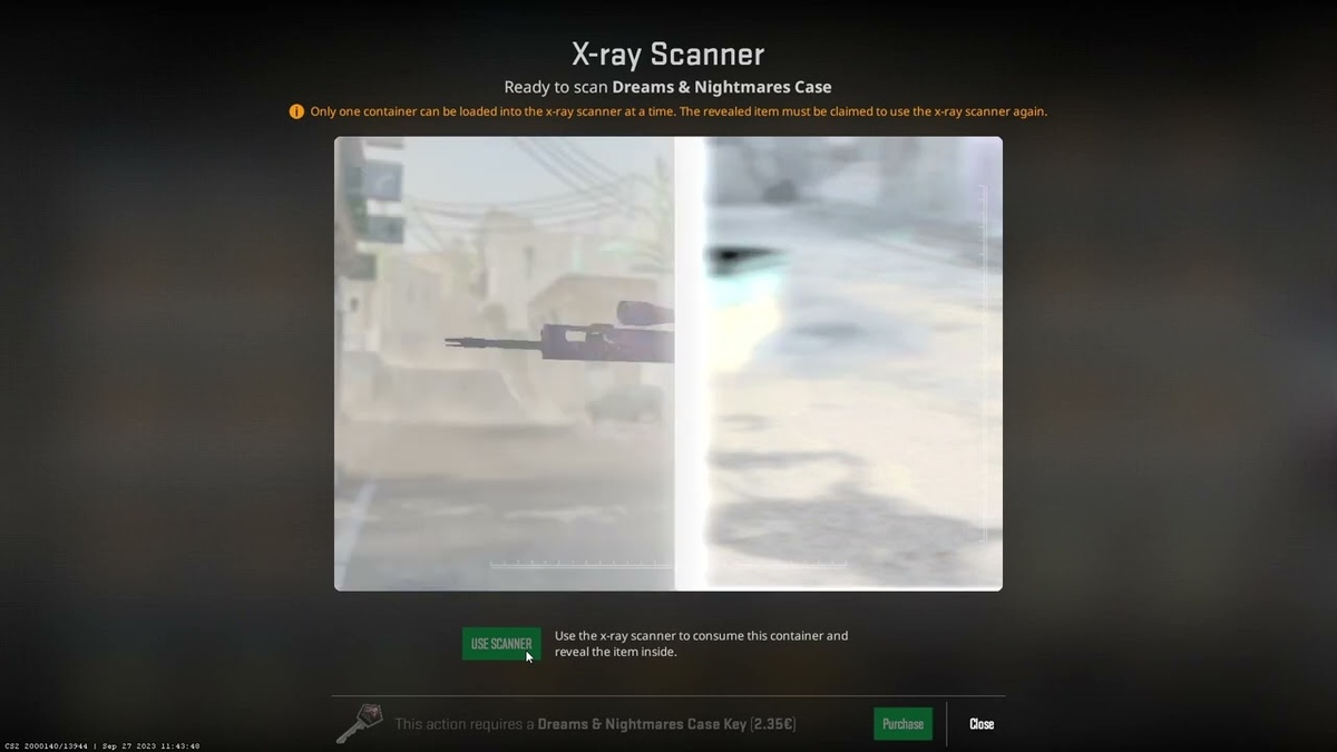 Скриншот интерфейса X-Ray Scanner в инвентаре CS2