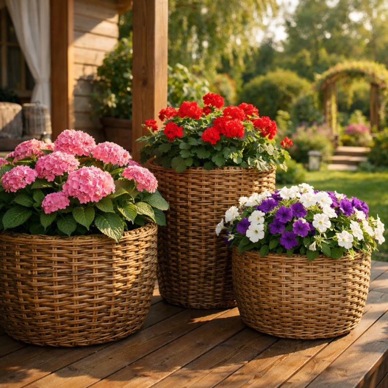    Практичные и долговечные ротанговые кашпо для сада Loza