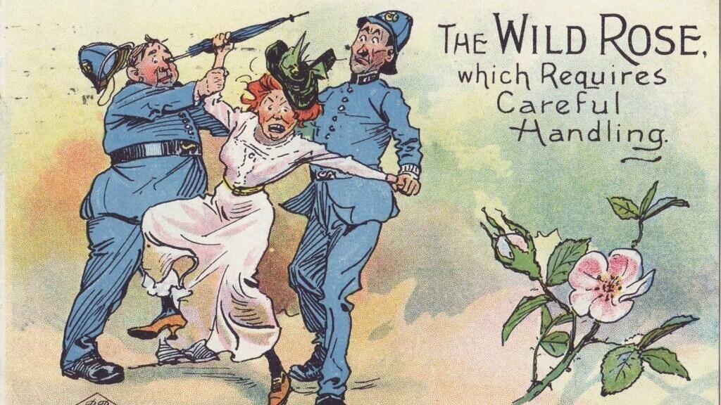 Сатирическая открытка начала XX века, высмеивающая суфражисток