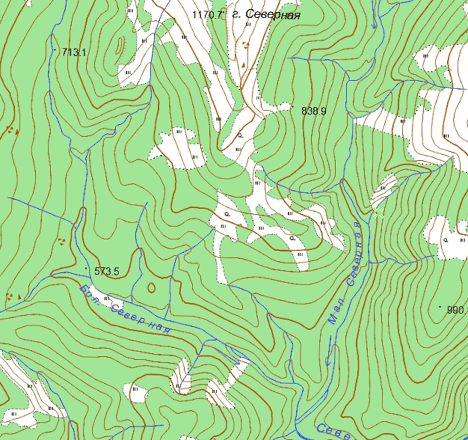 Река Большая Северная. Фрагмент карты, 2001г.