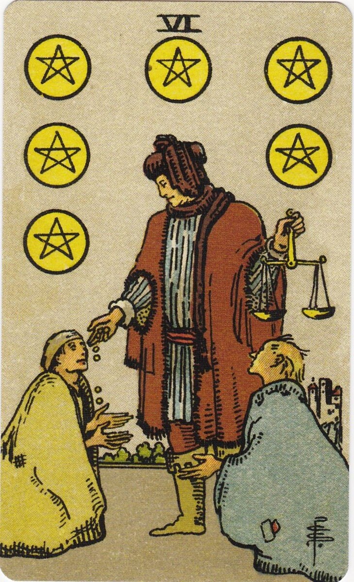 Шестёрка Пентаклей Таро Райдера - Уэйта