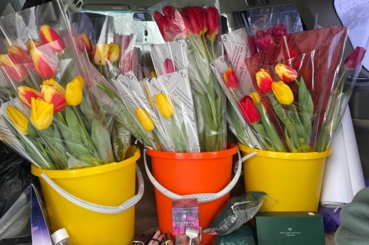    Полторы тысячи тюльпанов и открыток вручили женщинам Смоленска на 8 Марта