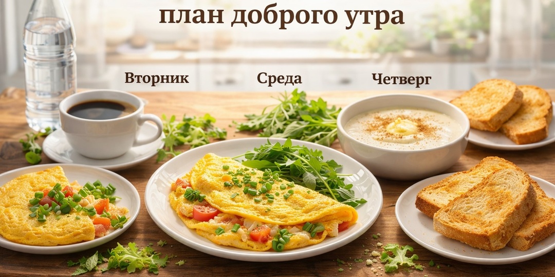 Завтраки на неделю: план, который сделает утро добрым 🗓️🍳