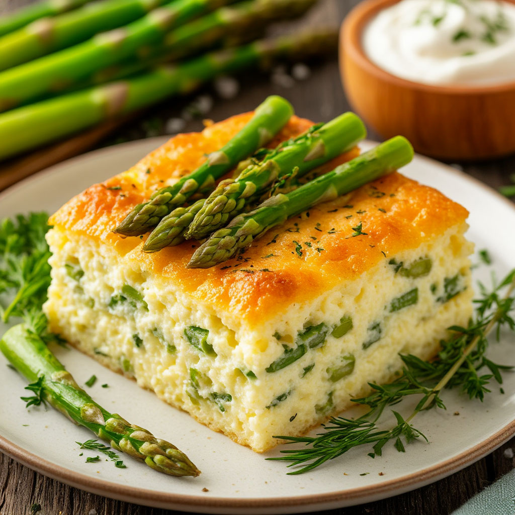 Творожная запеканка со спаржей: воздушное суфле с весенним акцентом