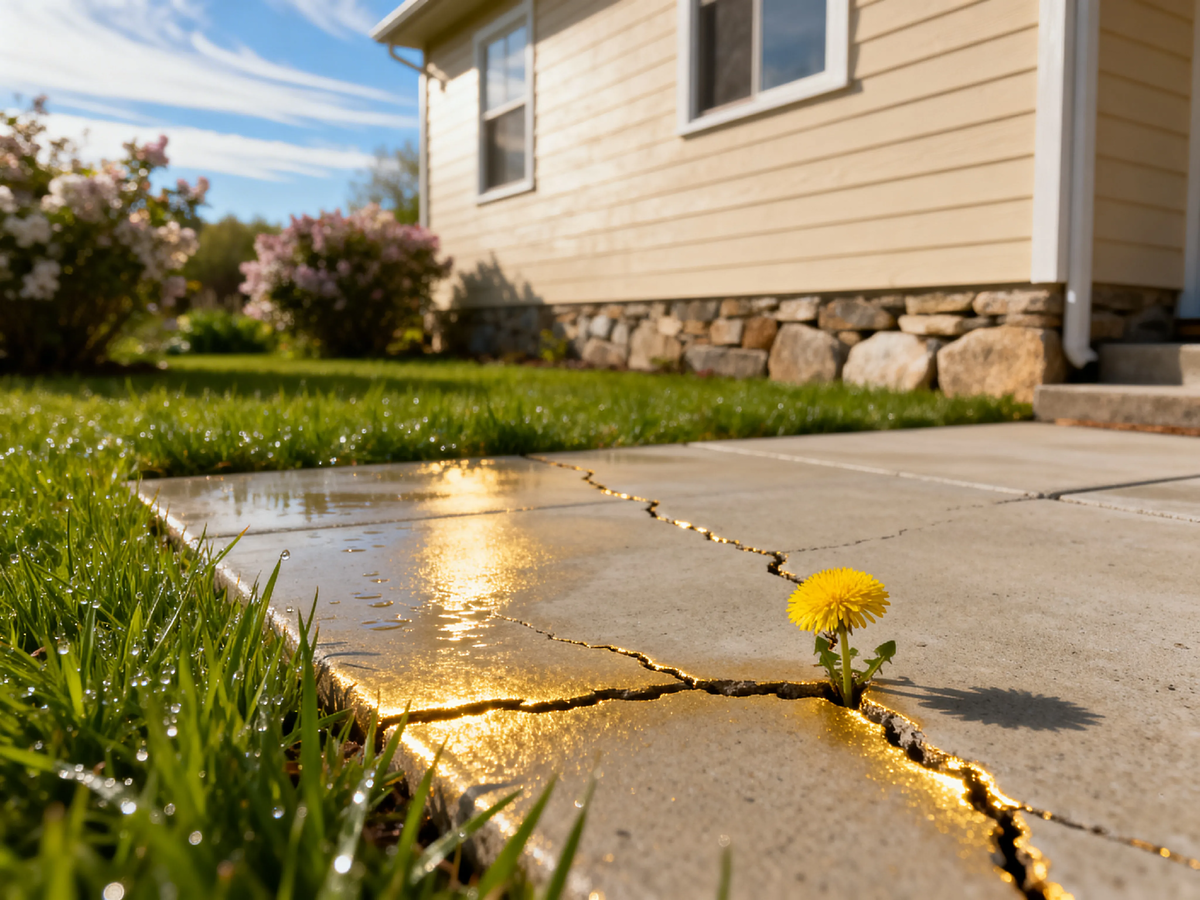 Новая отмостка, солнце, зелень... А через год — паутинка трещин. Красота обманчива, если под бетоном пустота. Разбираемся, как подружить бетон с морозом.