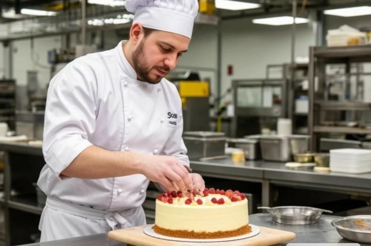    На больших предприятиях есть специальные линии, где происходит ручное декорирование тортов.