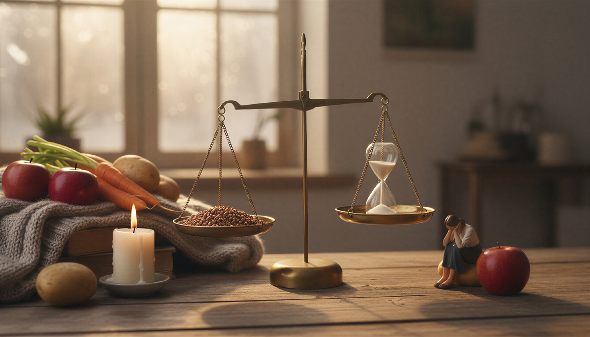 Весы пятой недели поста: с одной стороны — постная еда, с другой — усталость, которая копилась неделями. Кто кого перевесит?