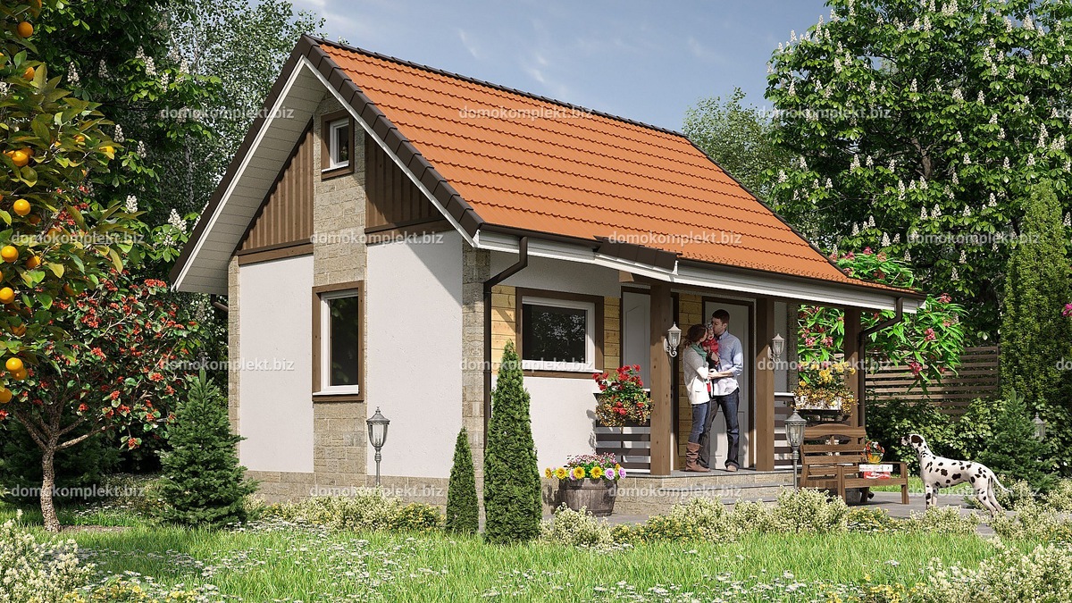 Почти квадратный дом с габаритами 5,5 на 5,7 метра по проекту "Выгодный"