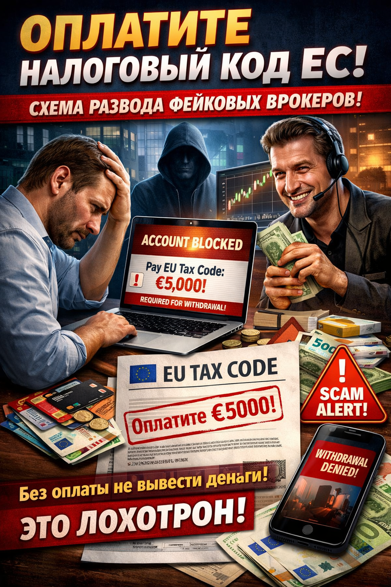 ⚠️ «Оплатите налоговый код ЕС»: схема развода на фейковых брокерах