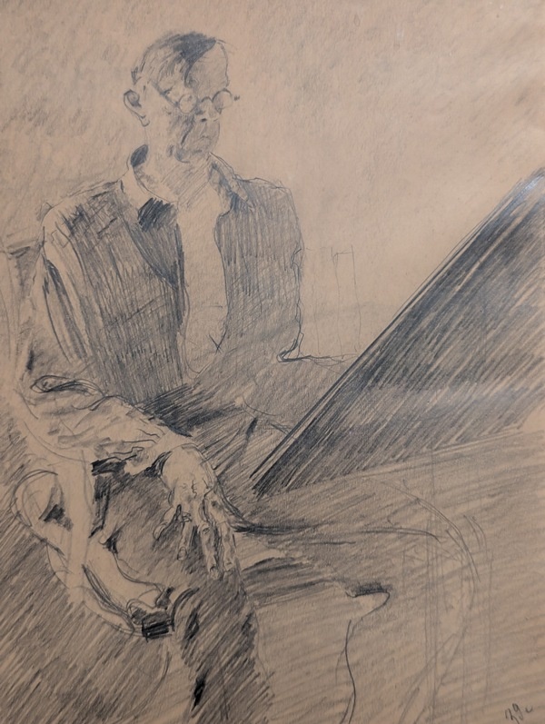 Фрагмент карандашного автопортрета Татлина, 1939. Фото мое. Оригинал из частного собрания.