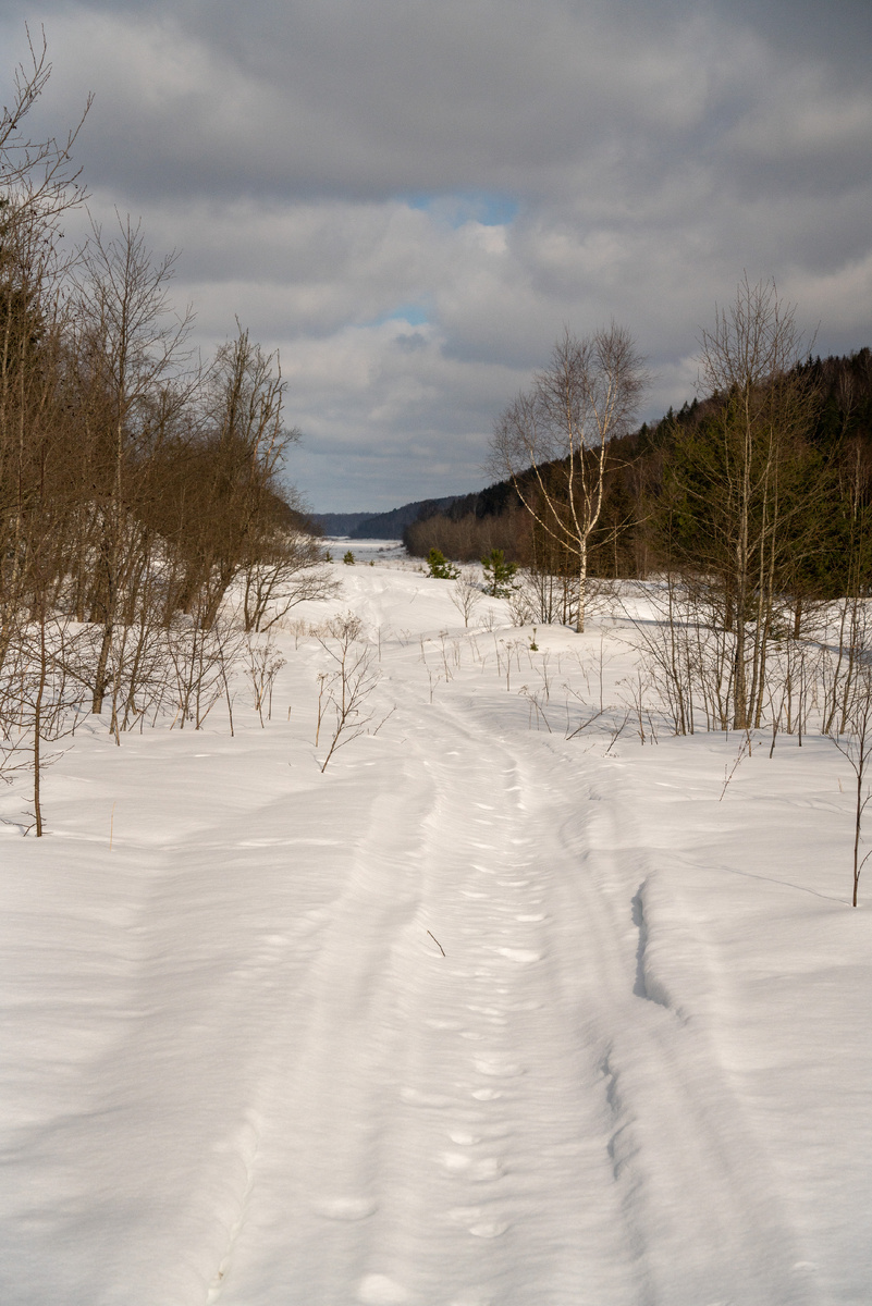 идем по следам от снегохода