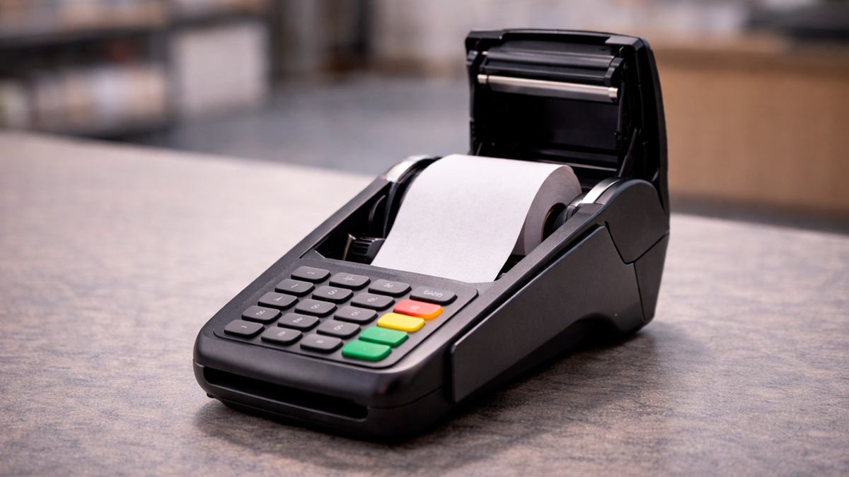 Если термолента вставлена неправильно, касса может тянуть бумагу, но чек останется пустым.