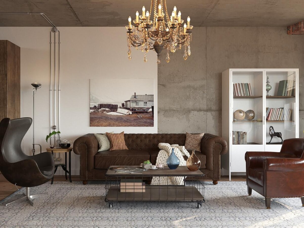 Визуализация гостиной в ЖК Триколор