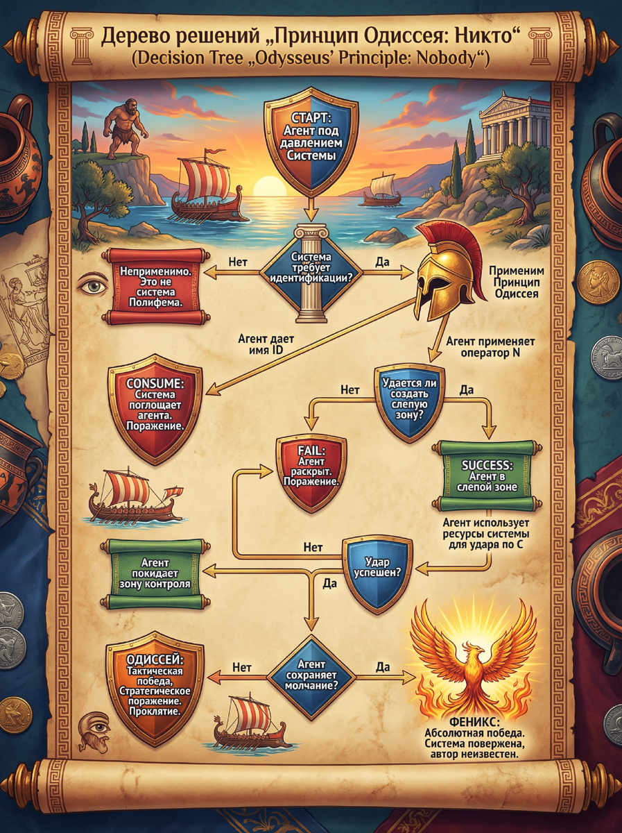 Дерево решений Одиссея из книги Феникса Фламма «Принцип Одиссея. Никто» стало основой для создания математической теоремы Одиссея