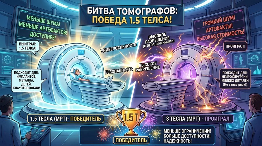 В битве томографов с отрывом побеждает 1,5 Тесла. Илюстрация автора. 