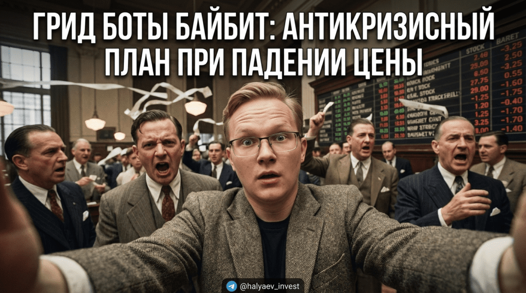    Схема действий для грид ботов Bybit при снижении курса