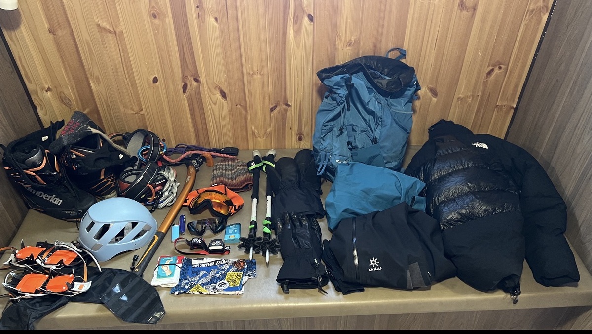 Фото снаряги Аллы Мишиной на Эльбрусе. 